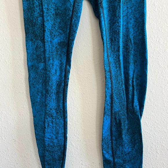 Lululemon Women's Wunder Under Pant III Leggings Luon Spray Jacquard Blue Size 4 - Picture 2 of 9